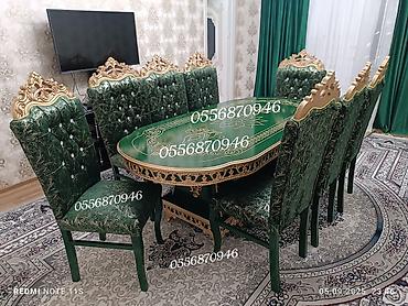 ders masa: Qonaq otağı üçün, Yeni, Açılmayan, Oval masa, 6 stul — 2