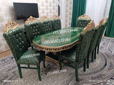 Sifarişlə masa və oturacaq dəstləri: Oval masa, Qonaq otağı üçün, 6 nəfər, Azərbaycan, Zəmanətli — 2