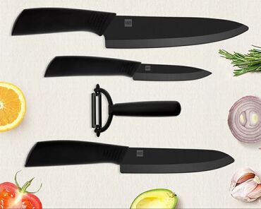 🔥Набор Huo Hou Nano Ceramic Knife Black (3 ножа и овощечистка)