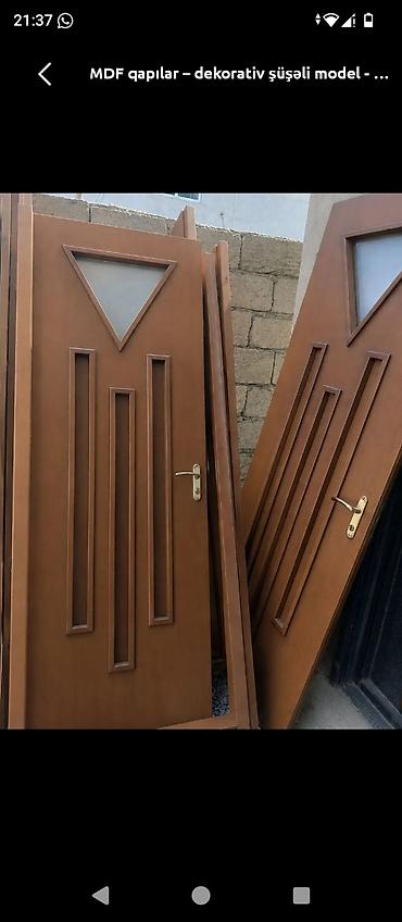 plastik qapi pencere: MDF qapılar – dekorativ şüşəli model - Material: yüksək sıxlıqlı MDF — 1