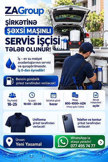 pizza vakansiya: "ZAGroup" şirkətinə ŞƏXSİ maşınlı SERVIS IŞÇİSİ tələb olunur! Elanı — 1