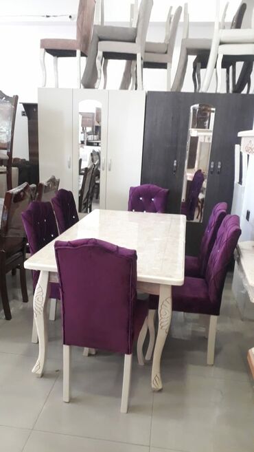 bez materiallı stol: Qonaq otağı üçün, Yeni, Açılan, Dördbucaq masa, 6 stul, Azərbaycan
