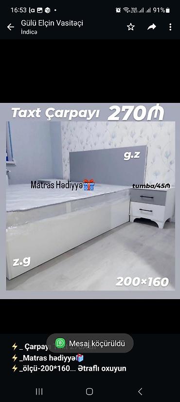 matras 160x200: ⚡_ *Çarpayı Taxt 270Azn* ⚡_*Matras hədiyyə*🎁 ⚡_*ölçü-200*160* ⚡_Rəng — 1