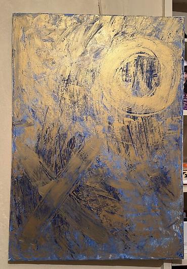 boks sekilleri: Kətan üzərində yağlı boya işi modern-abstract tablo — 1