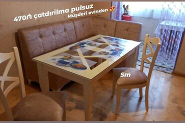mətbəxt masası: ✔️Sifarişlə✔️ *✔️Kuxna üçün dest 1 masa 2 stul künc divan dəsti✨✨* ✔️