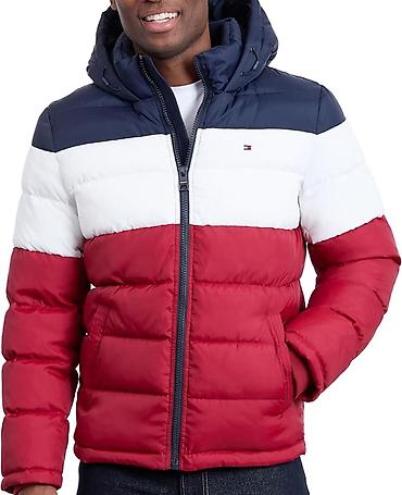 tuklu geyim: 🟦⬜️🟥Tommy Hilfiger Men's Down Alternative Hooded Puffer Jacket (Yeni) — 6