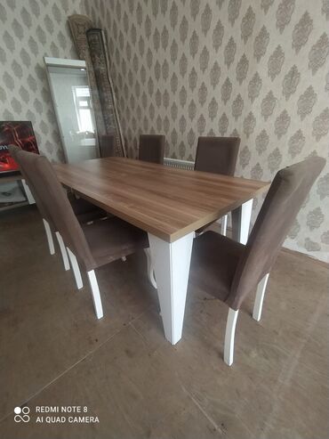 Mətbəx mebeli: Qonaq otağı üçün, İşlənmiş, Açılan, Kvadrat masa, 6 stul