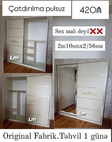 paltar dolab: Yeni, 2 qapılı, Güzgülü, Kupe, Düz dolab — 1