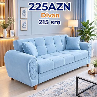 Divan – 215 sm Qiymət: 225 AZN (şəkildə göstərilib) - Rəng: açıq mavi