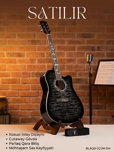 Акустические гитары: Satılır: Akustik Gitara Qiymət 25% ENDİRİM CƏMİ 150₼ - Xüsusi inlay — 1