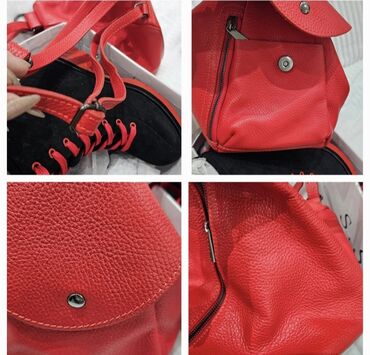 Kompleti: Komplet torba + obuća u crvenim tonovima. - Torba 1: crvena kožna — 1