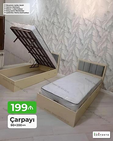 matraş: Çarpayı – 90×200 sm - Mexanizm: Açılan, bazalı (yuxarı qalxan — 1
