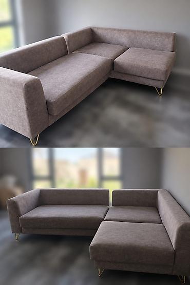 Divan – künc model - Rəng: boz-qəhvəyi (neytral ton) - Forma