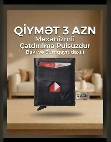 Кошельки, портмоне: Mexanizimli kart qabı/cüzdan - Kompakt ölçülü, qara rəngdə kart qabı — 1