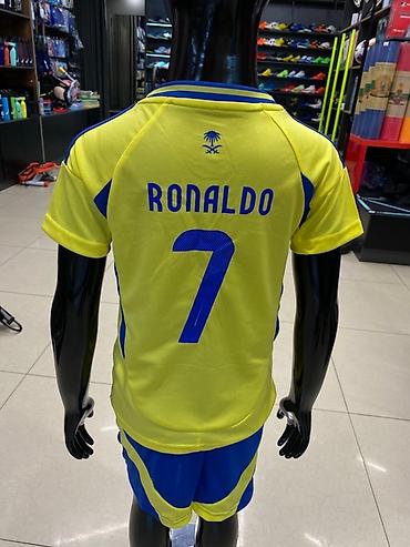 ronaldo: Желто-синий детский футбольный комплект Adidas с короткими рукавами — 2