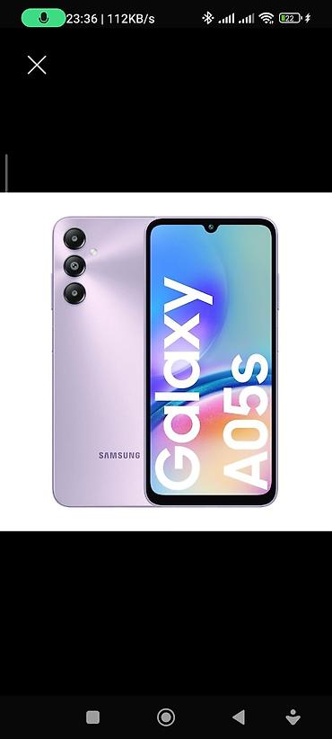 Samsung Galaxy A05s, 128 GB, rəng - Bənövşəyi, Sensor, Barmaq izi, İki sim kartlı