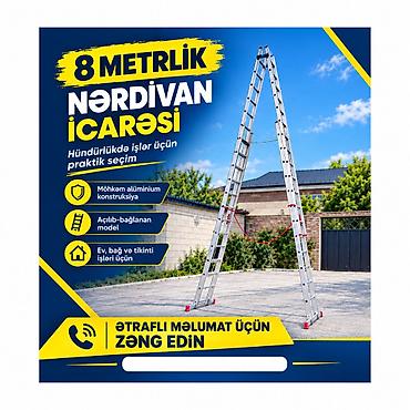 Nərdivanlar: 8 metrlik alüminium nərdivan – icarə - Hündürlükdə işlər üçün praktik — 3