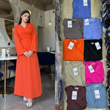 вечерние платья 52 размер: Күнүмдүк көйнөк, Made in KG, Жай, Узун модель, Зыгыр