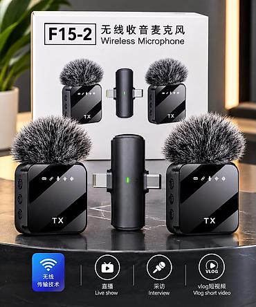 karaoke mikrofon bluetooth: F15-2 Wireless Microphone – iki verici (TX) və bir qəbuledici ilə — 1