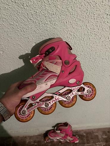 roller skates: Uşaq üçün təkərli konkiseti – inline roller skates - Rəng: çəhrayı-ağ — 1