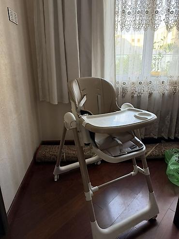 deri plas: BURBAY FİRMASININ Uşaq yemək stulu – bej rəng, plastik və metal — 3