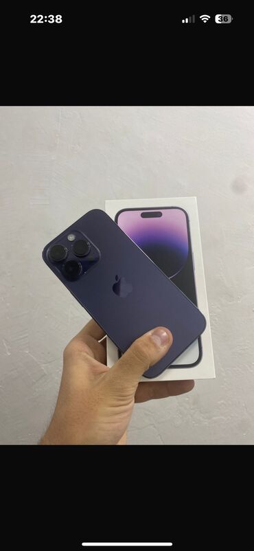 Apple iPhone: IPhone 14 Pro, 128 GB, Deep Purple, Simsiz şarj, Face ID