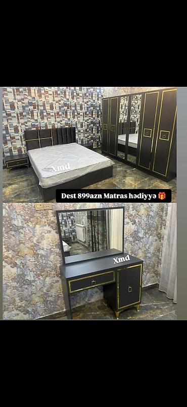salon skafi: Yataq otağı dəsti Tərkib: - 1 ədəd iki nəfərlik çarpayı (yumşaq — 1