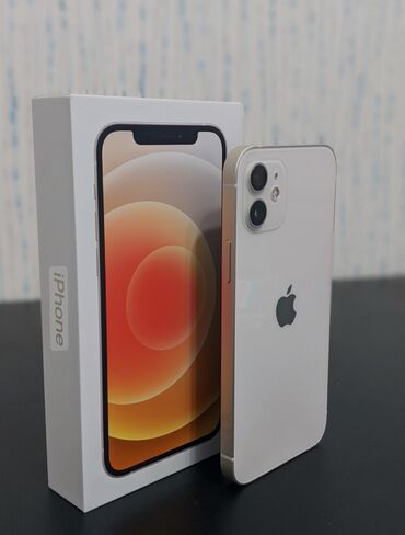 Apple iPhone: IPhone 12, Б/у, 128 ГБ, Белый, Зарядное устройство, Защитное стекло, Чехол, 79 %