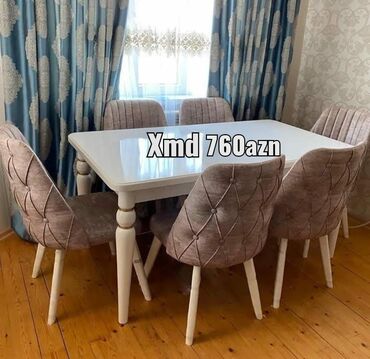 Для гостиной, Новый, Раскладной, Прямоугольный стол, 6 стульев