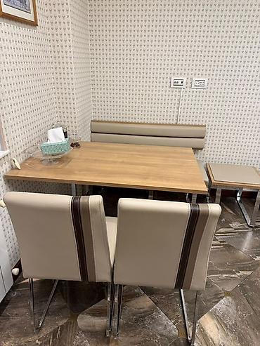 gunəs panelli isiqlar: Mətbəx üçün künc mebel dəsti Tərkibi: - Dördkünc yemək masası – təbii — 1