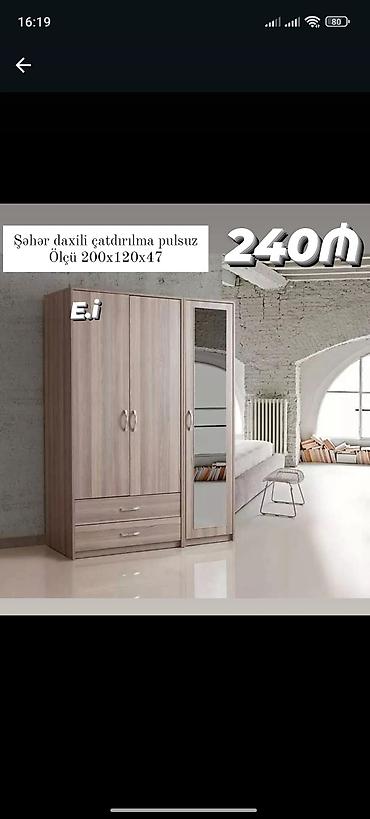 Yeni, 3 qapılı, Güzgülü, Qəhvəyi, Açılan, Düz dolab lalafo.az -da Yeni, 3 qapılı, Güzgülü, Qəhvəyi, Açılan, Düz dolab