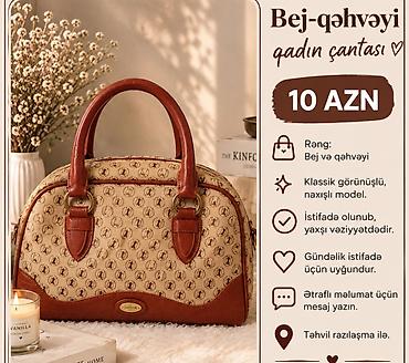Çantalar: Qırmızı qadın çantası - Qiymət: 12 AZN - Rəng: Qırmızı - Qızılı — 2