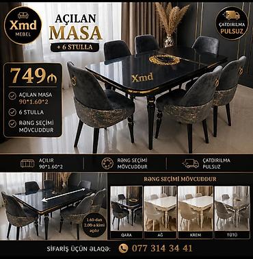 sutullar: Açılan masa dəsti (+6 stul) - Masa ölçüsü: 90×160 sm, açıldıqda 200 — 1