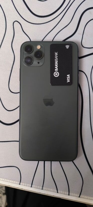 авто жпс: IPhone 11 Pro Max, Колдонулган, 64 ГБ, Matte Midnight Green, Заряддоочу түзүлүш, Коргоочу айнек, Каптама, 77 %