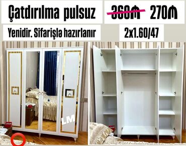 Təmir və tikinti: Yeni, Açılan, 4 qapılı Düz dolab, Qarderob, paltar dolabı
