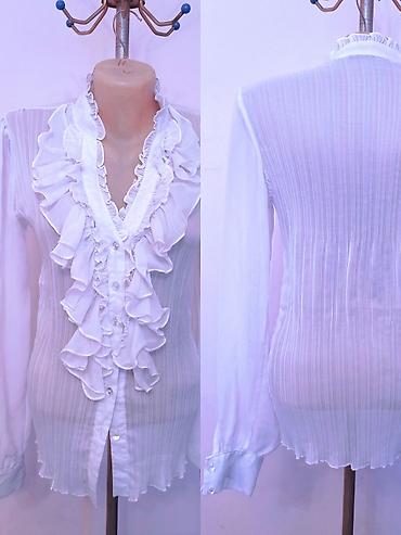 Блузки: Блузка, Вечерняя, Шифон, Однотонный, Прозрачная модель, С воланами, С жабо — 28