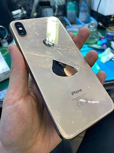 IPhone Xs, Б/у, 256 ГБ, Золотой, Чехол, Кабель