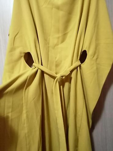 Tunike: Žuta tunika/kimono haljina sa pojasom - Model: široka, kaftan/kimono — 2