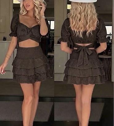 goth: Komplet crop top i mini suknja od pamučne čipke. - Gornji deo: kratki — 3
