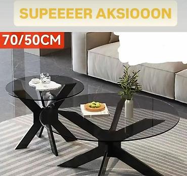 stakleni sto ikea: Okrugli klub sto sa staklenom pločom – moderan set dva stola - — 1