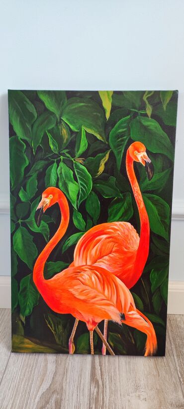 вышитые картины продам: Продаю новую 
картину "фламинго", размер 30*50.
цена: 3500с