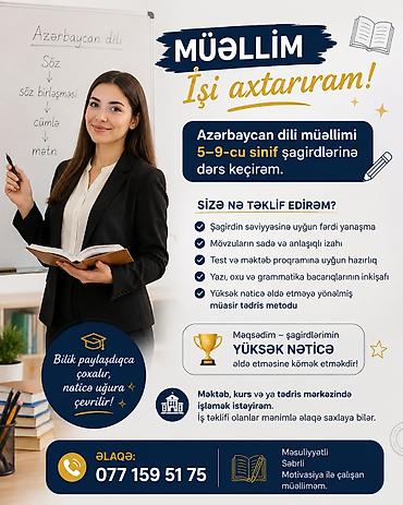 tap az iw axtarıram: 📚 Müəllim işi axtarıram! Azərbaycan dili müəllimiyəm və 5–9-cu sinif — 1