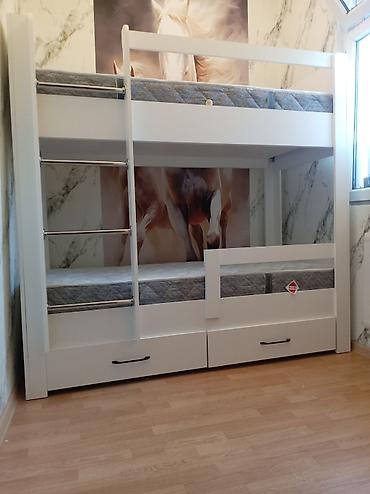 uşaq çarpayısı 2 mərtəbə: Oğlan və qız üçün, Yeni, Çarpayı, Matras ilə, Siyirməli — 1