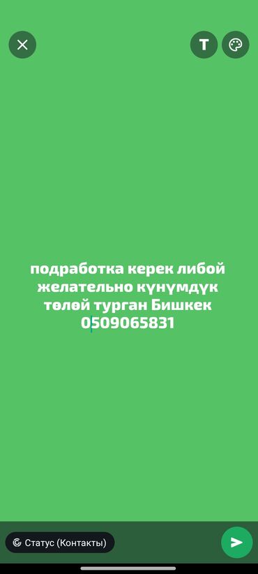 Другие специальности: Бир балага убактылуу иштеп турганга жумуш керек кандай болбосун боло