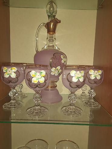 "Orijinal Çexiya Bohema (Bohemia) mat bənövşəyi / lepkalı qrafin və 6 lalafo.az -da "Orijinal Çexiya Bohema (Bohemia) mat bənövşəyi / lepkalı qrafin və 6