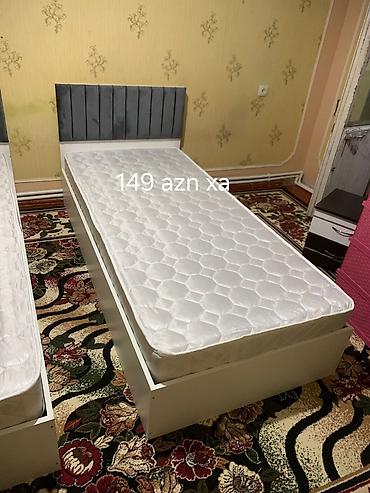 mebel stullar: Tək nəfərlik çarpayı dəsti. Şəkillərdə ağ rəngli korpuslu, yumşaq — 3