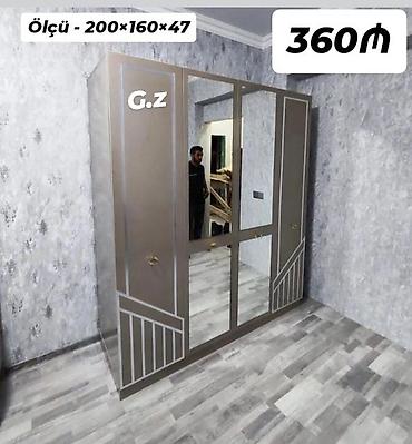 taxta 5 15: Geyim dolabı – güzgülü, 4 qapılı model Ölçü: 200×160×47 sm Qiymət — 1