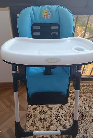 Yemək masaları, oturacaqları: Uşaq yemək stulu – Baby Ace - Rahat və yumşaq arxa dayaq, mavi rəngli — 2