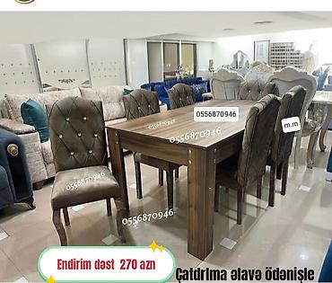 reseption masa: Qonaq otağı üçün, Yeni, Açılmayan, Dördbucaq masa, 6 stul — 4
