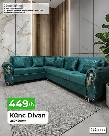 Диваны: Künc Divan – 280×200 sm Şık və funksional L formalı divan: - — 1